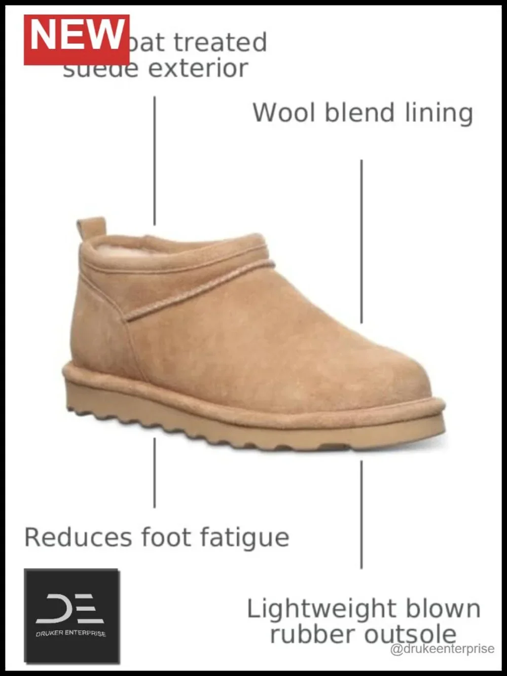Bearpaw Womens Super Shorty Suede Winter Ankle Boots Wool Lining Slip On